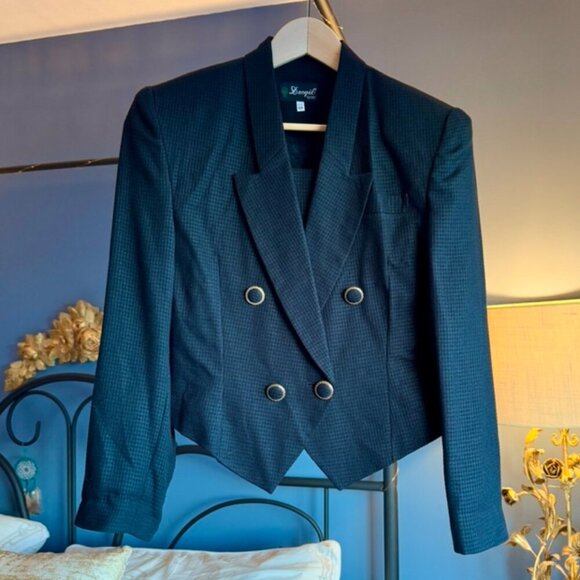 Black and Grey Cropped Double Breasted Blazer - Picture 1 of 13